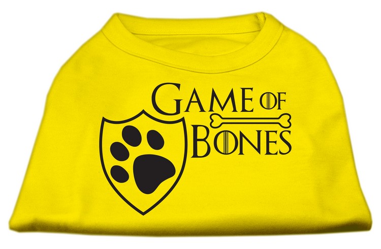 Game of Bones Screen Print Dog Shirt Yellow Med